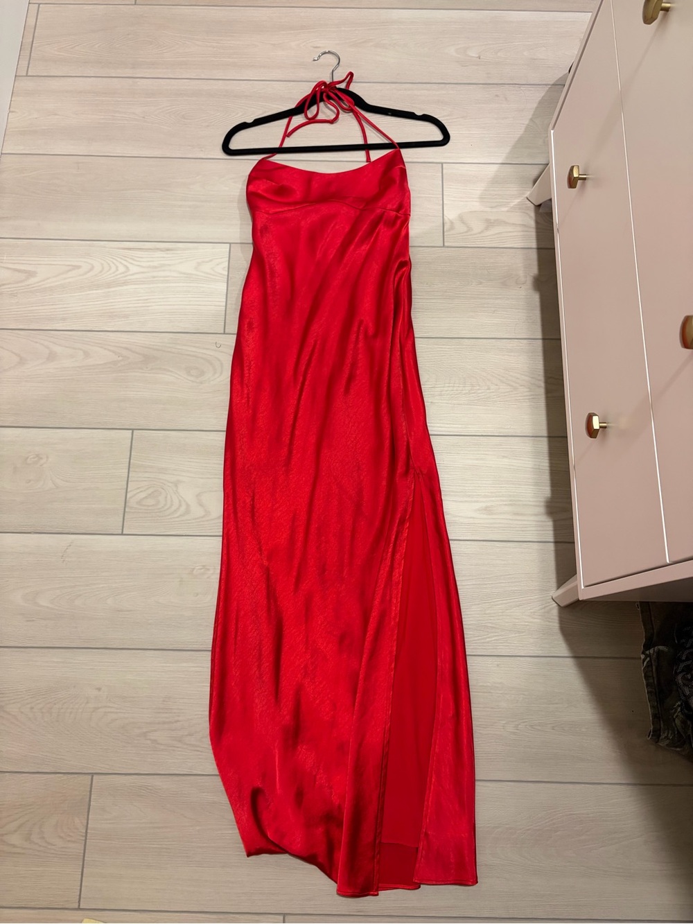 Princess Polly Red Satin Halter Maxi Dress